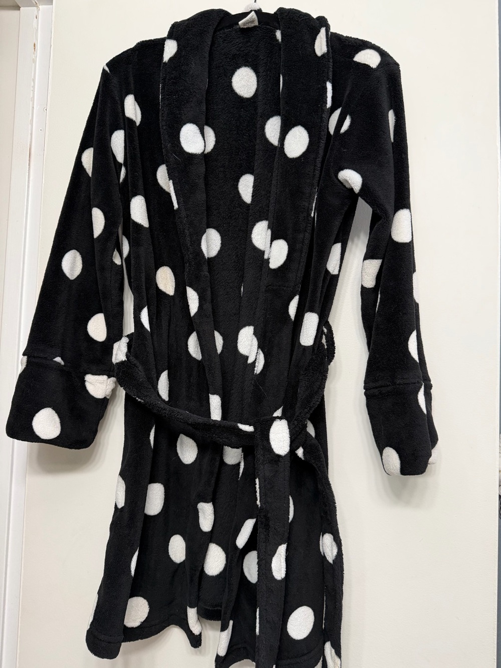 PINK Black & White Polka Dot Cozy Plush Robe - Women's